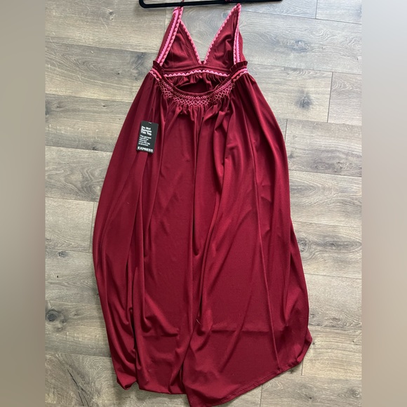 NWT BRAND NEW! Express maroon w/pink trim long summer dress, size S, comfy style - Picture 5 of 5